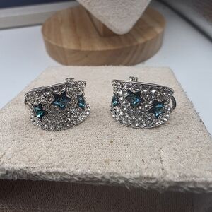 Silver and Blue Star Crystal Earrings (1188)